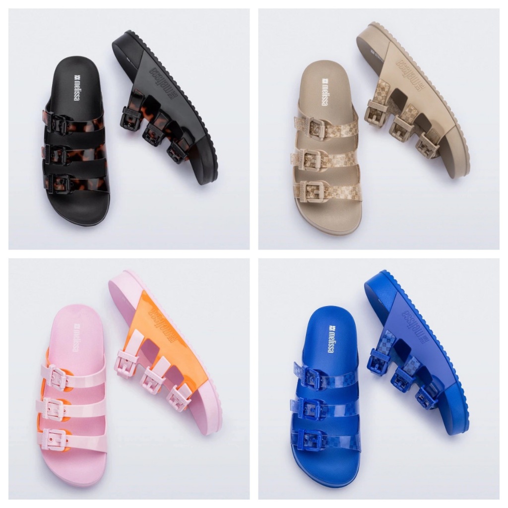 2024 Giày Sandal Nữ Màu Trơn Hợp Thời Trang Melissa Three Buckle