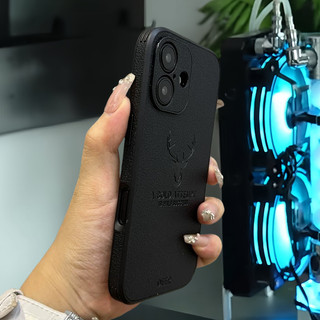【 Vỏ da / Hươu / đen / đen 】 tương thích với vỏ iPhone 16 pro max