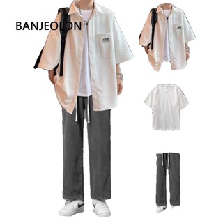 BANJEOLON Bộ áo sơ mi ngắn tay có vách ngăn mùa hè dành cho nam