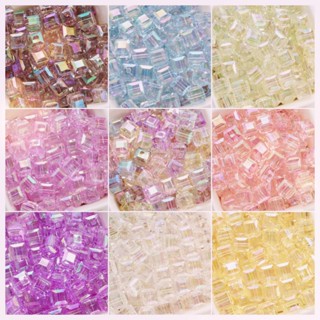 St.kunkka 5 hạt acrylic trong suốt 8mm hạt pha lê hình khối vuông hạt cho đồ trang sức DIY