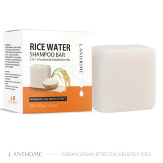 Mimosu Rice Water for hair Growth shampoo Bar - Thanh dầu gội gạo lên men tất cả trong một để tăng cường xà phòng tóc yếu hoặc hư tổn, dưỡng ẩm, không mùi, cân bằng pH, tóc xoăn