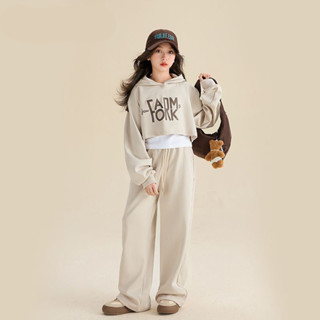 3-14 Tuổi Thu Đông Quần Áo Trẻ Em Phù Hợp Với Bé Gái Phù Hợp Với Trẻ Em Vừa Lớn Trẻ Em Thể Thao Thường Ngày Bộ Đồ Bé Gái Có Mũ Trùm Đầu Áo Vest Quần Dài