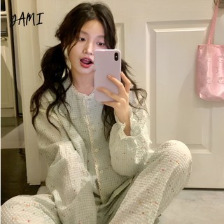 YAMI Bộ Đồ Ngủ Dài Tay Nữ Influencer Phong Cách Thu Đông Dài Tay