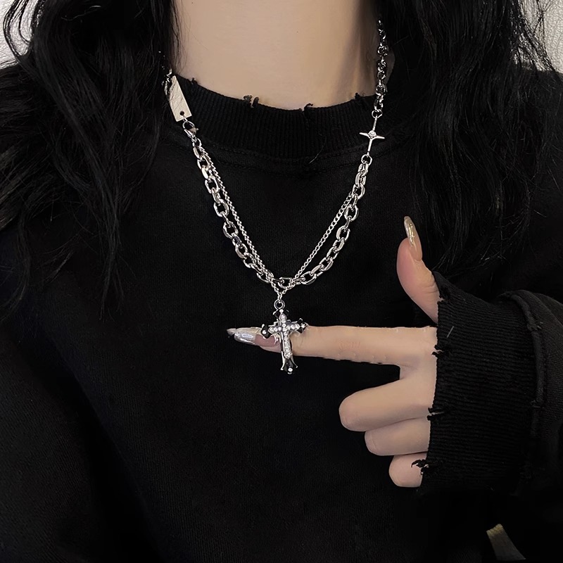 mùa hè Vòng cổ MAYEBE LAVEND Mạ Bạc Nhiều Lớp unisex y2k Phong Cách hip hop | BigBuy360 - bigbuy360.vn