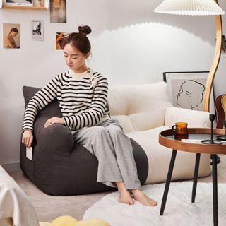 Sofa Lười Phong Cách Bắc Âu Mini Lazy Sofa Phòng Ngủ Ghế Sofa Đơn Giản Dễ Thương Đôi Sofa Thích Hợp Cho Ban Công Phòng Ngủ Phòng Khách Sofa tối giản ghế lười hạt đậu
