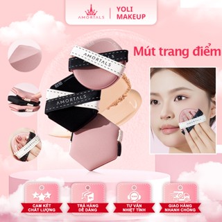 Amortals HỒNG & ĐEN trang điểm phồng Miếng dán đệm hai mặt phồng ướt khô Sử dụng kép Dây đeo chéo Không ăn chất lỏng Kem nền che khuyết điểm puff Set