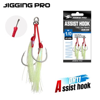 Jiggging PRO 1 / 0 2 / 0 3 / 0 4 / 0 Móc hỗ trợ đôi hạng nặng Lõi dây thép Móc ghép câu cá nước mặn phát sáng