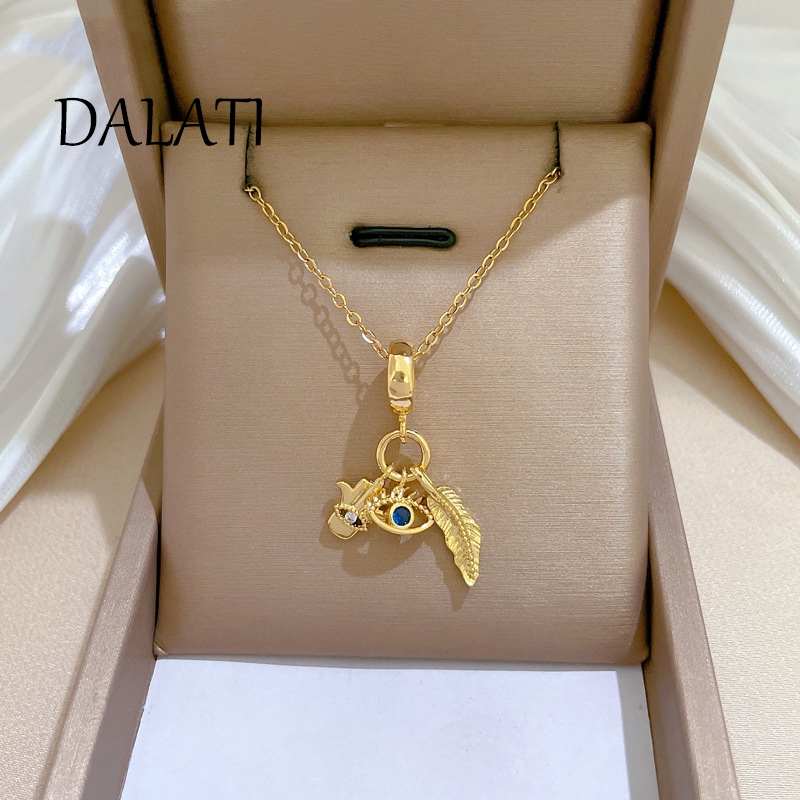 DALATI Leaf Devil's Eye Micro Inlay Zircon Necklace Phụ kiện Trang sức Nữ