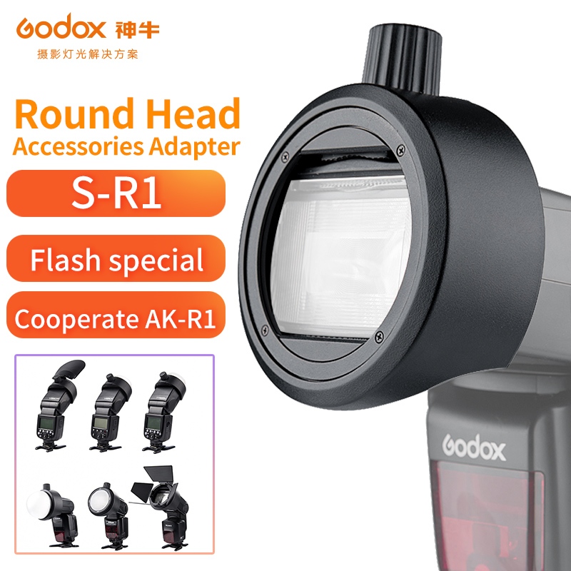Godox S-R1 Flash Đèn Tốc Độ Adapter AK-R1 Adapter Vòng Cho Godox TT685 V860II V350 TT600 Flash