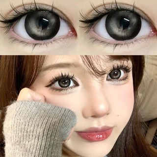(Cod) Cô gái kính áp tròng được phân loại contact lenses (0 ~ -8.00) lens nâu Ống kính mềm màu xanh đen tự nhiên dành cho học sinh Sử dụng hàng năm 14.0-14.5mm lens xám