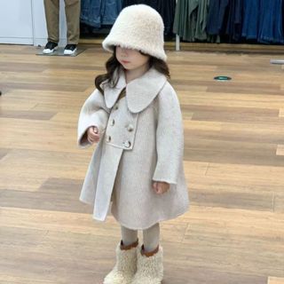 Áo Khoác Len Cổ Búp Bê Phong Cách Phương Tây Thời Trang Thu Đông Cho Bé Gái