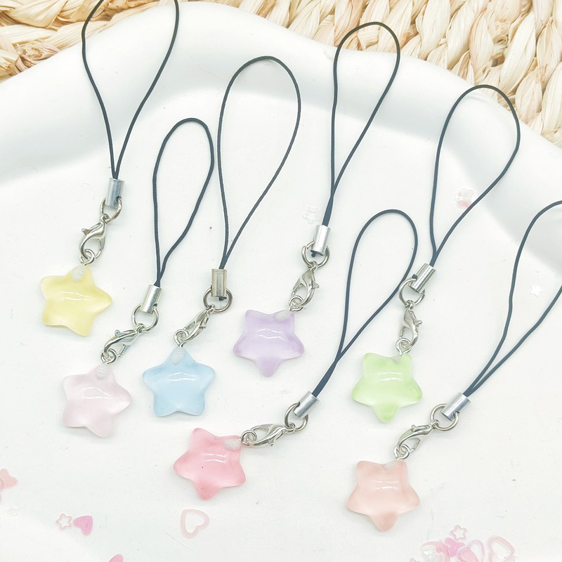 Dây chuyền điện thoại mặt dây chuyền ngôi sao năm cánh trong suốt dễ thương