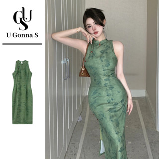 U Gonna S Đầm Sườn Xám Dài 2024 Hiện Đại Cho Nữ Có Khe Bên Ren Không Tay Cổ Trung Quốc Bodycon Thanh Lịch Gợi Cảm Thiết Kế Thời Trang Truyền Thống Quần Áo Hoa Co Giãn Dinne