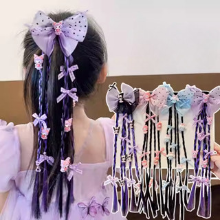 Trẻ Em Kuromi Tóc Giả Bím Tóc Bé Gái Ngọt Ngào Thoáng Mát Quyền Anh Bím Tóc Cô Gái Dây Buộc Đuôi Ngựa Cao Không Làm Tổn Thương Đầu Tóc Dây