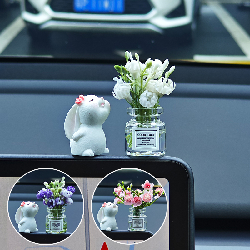 Trang Trí Ô Tô Trang Trí Nội Thất Ô Tô Trang Trí Phụ Kiện Trang Trí Thỏ Thu Nhỏ Bảng Điều Khiển Xe Trang Trí Bộ Bình Hoa Với Hình Thỏ