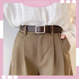 Thắt lưng da nam nữ unisex mặt vuông đen 2.3cm dày dặn ulzzang - dây nịt da nam nữ da mặt vuông đai váy Hàn Quốc