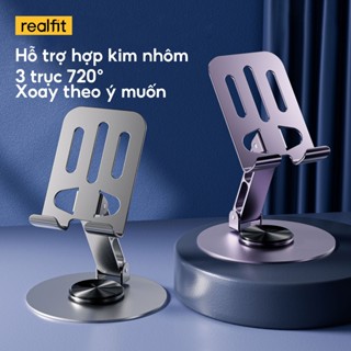 Giá đỡ máy tính để bàn bằng kim loại có thể gập lại Realfit (giá đỡ đa năng) Giá đỡ điện thoại máy tính bảng iPad, xoay 360°, dễ dàng gấp gọn