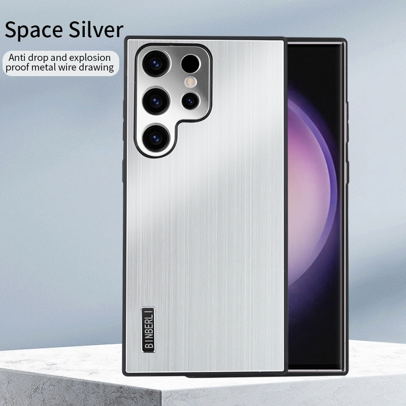 Dành Cho Samsung Galaxy A13 A15 A14 A34 A53 A54 A35 A55 S24 S23 S22 S21 S20 Ultra S24 Plus Kim Loại Chải Mặt Sau Bảo Vệ Khung Tpu Mềm
