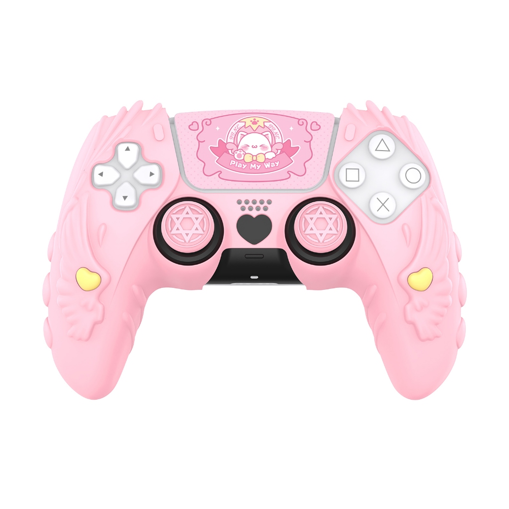 Ốp bảo vệ silicon IINE Meow Pact cho bộ điều khiển máy chơi game PS5 / Tay cầm chống trượt & 360°Xoa