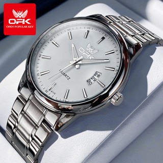 OPK Đồng hồ nam chính hãng dây thép không gỉ chức năng lịch dạ quang chống nước thời trang đơn giản 6010