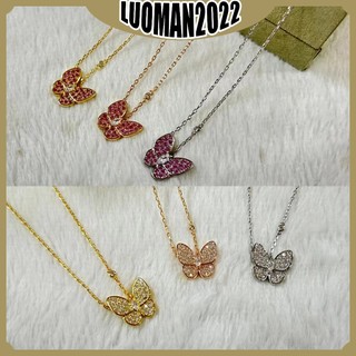  Vòng cổ kim cương trắng hình bướm thời trang cỏ bốn lá 