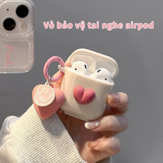 [Vignette] - COD Vỏ bảo vệ tai nghe Bluetooth Vỏ bảo vệ tai nghe hình trái tim màu hồng thích hợp cho AirPod thế hệ 1, 2 và 3 Airpod Pro