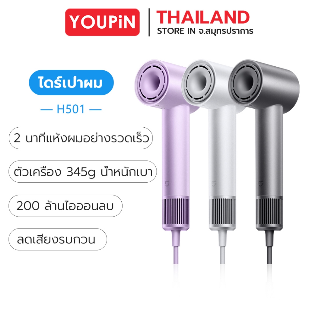 Máy sấy tóc tốc độ cao Xiaomi mijia Máy sấy tóc im lặng Có đèn báo nhiệt độ 1600w (H501)