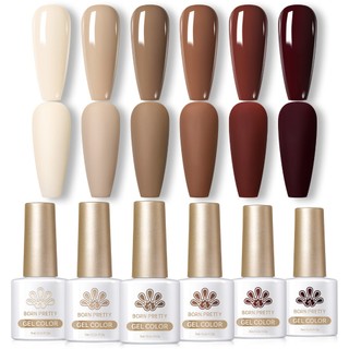  Born Pretty 6 Chiếc Gel Sơn Móng Tay Bộ Màu Nâu Đỏ Gel Ba Lan Bộ Gel Nail Kit 