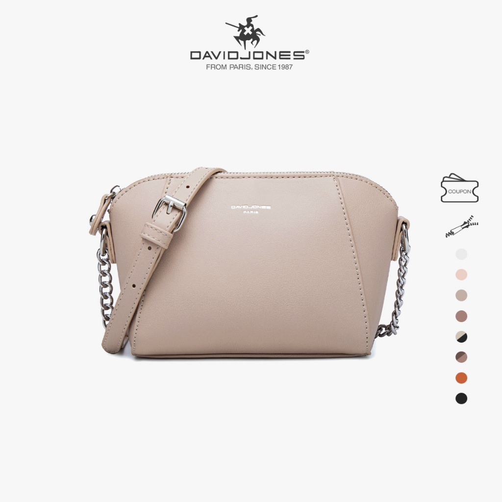  Túi đeo chéo DAVID JONES bằng da pu phối dây xích thời trang mùa xuân cho nữ 