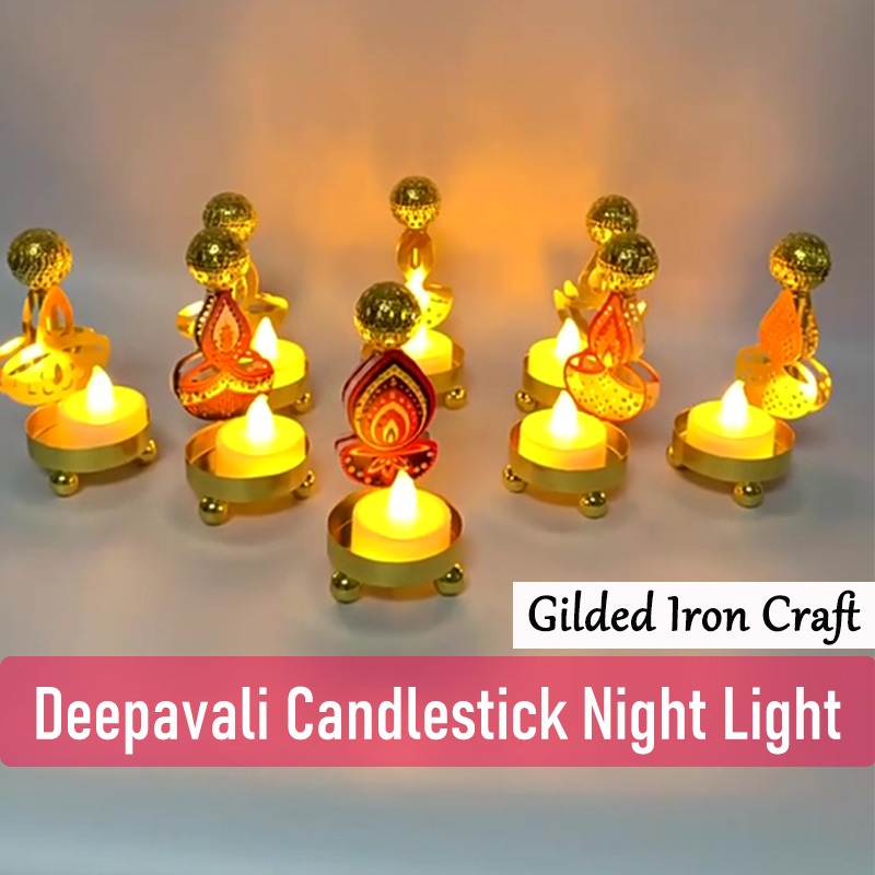 2025 Mới Deepavali Bàn Sắt Thủ Công Đèn Ngủ Trang Trí Nến Deepavali Trang Trí Candleholder Diwali Tr