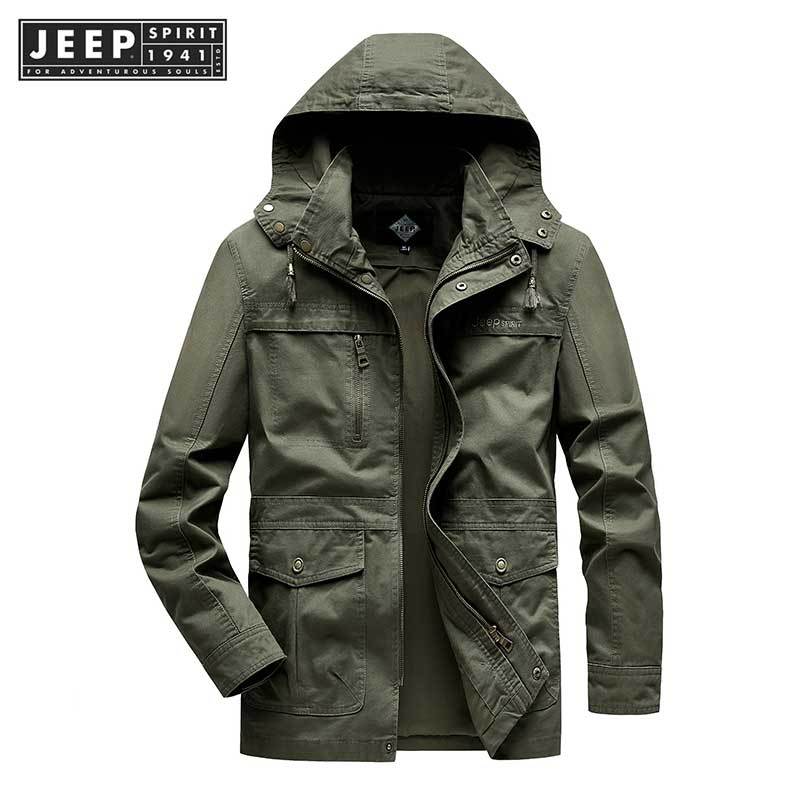 Jeep SPIRIT 1941 ESTD Áo khoác nam nhiều túi cotton nguyên chất mùa đông đích thực