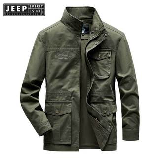  Jeep SPIRIT 1941 ESTD Cotton nam dáng rộng cổ áo khoác nhiều túi quân đội thanh niên 