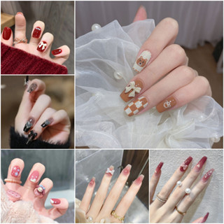 Set 24 móng tay giả miếng dán móng 2 mặt siêu dính tiện dụng