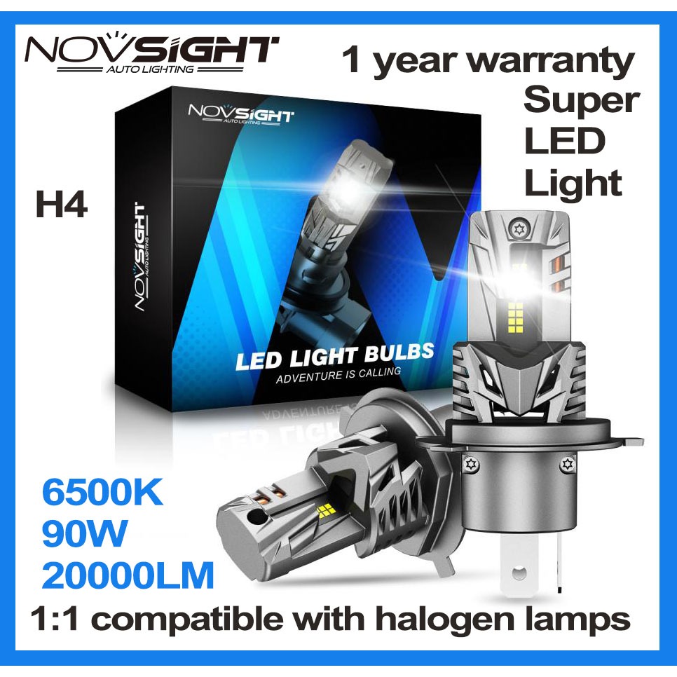 Cặp đèn sương mù ô tô NOVSIGHT 90W 6500K 20000Lm N63 Đèn LED nội tuyến H7 H11 9005 9006 H4 H1 H3 1: 1 COS Đèn pha ô tô Kích thước nhỏ có quạt