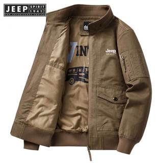Jeep SPIRIT 1941 ESTD Áo khoác phi công cũ giặt bằng Cotton, áo bảo hộ lao động, áo khoác quân sự