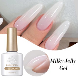  BORN PRETTY 10ml Sữa Trắng Thạch Gel Sơn Móng Tay Mờ Ngâm Tắt Gel Vernis Bán Thường Trực Gel 