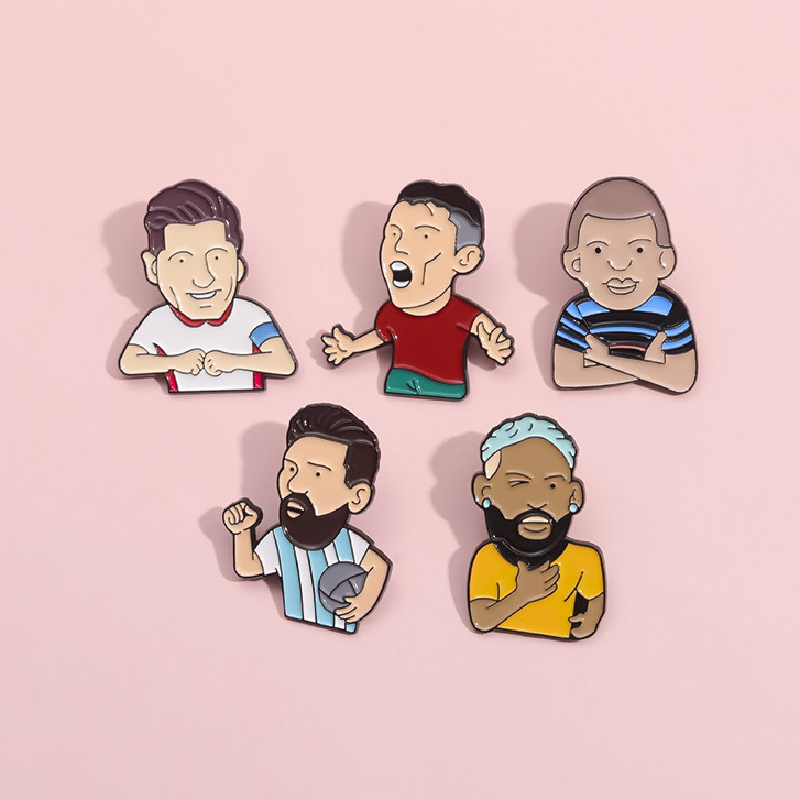 Hoạt Hình Ngôi Sao Bóng Đá Thổ Cẩm Chân Messi Neymar Mbappe Trâm Kim Loại Huy Hiệu Ba Lô Phụ Kiện Quà Tặng Cho Bạn Bè Người Hâm Mộ