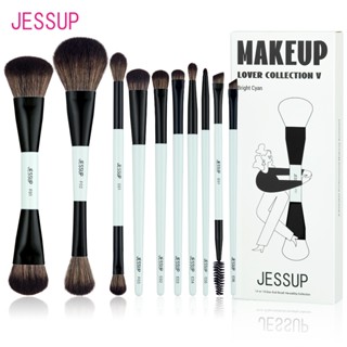 Jessup Bộ Cọ Trang Điểm 10 Cái, Hai Mặt, Cọ Nền, Màu Cyan Sáng, Không Thử Nghiệm Trên Động Vật T500