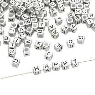Khoảng 50 viên chữ vuông 6x6mm, 26 chữ cái tiếng Anh, acrylic 4 mặt, phụ kiện DIY handmade