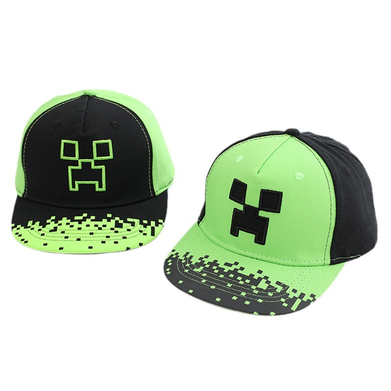 4-7 Tuổi Trẻ Em Trò Chơi Minecraft Mũ Thêu Vành Phẳng Mũ Bóng Chày Cotton Màu Mũ Polyester