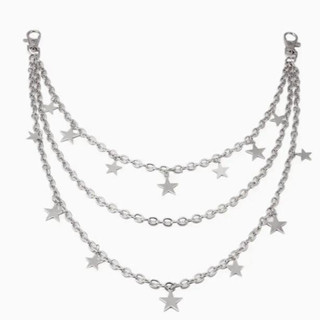 Punk Rock Lớp Dây Xích Ngôi Sao Rỗng Thắt Lưng Kim Loại Móc Khóa Dành Cho Nam Nữ Eo Chìa Khóa Ví Quần Jeans Hip-hop Dây Xích Túi Bông Tai Kẹp Quần Áo