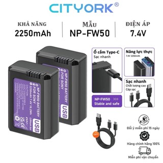 Bộ 2 Pin máy ảnh CITYORK NP-FW50 Type C cho máy ảnh sony A6500 A6400 A6000 A6300 A7 A7 II A7R A7S