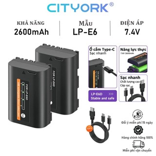 Pin máy ảnh CITYORK LP-E6 LP-E6N Sạc USB cho Canon 60D 70D 80D 90D 6D 6D Mark II 5D Mark III