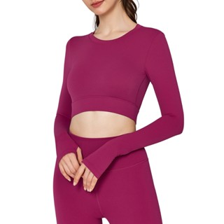 Quần áo tập yoga dài tay mùa thu đông dành cho nữ chạy bộ thể dục bó sát Áo thể thao