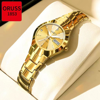  Oruss Chính Hãng Nữ   Nam Thép Không Gỉ Sang Trọng Lịch Kép Vàng Chống Thấm Nước Đồng Hồ Nhỏ Kinh Doanh Thời Trang Phiên Bản Hàn Quốc Đồng Hồ Thạch Anh 