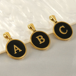  St.kunkka 1Pc304 Mạ Inox Vàng 18K A-Z Chữ Cái Tiếng Anh Mặt Dây Chuyền Đen Dầu Nhỏ Giọt Mặt Dây Chuyền DIY Vòng Tay Hàn Quốc Vòng Cổ Mặt Dây Chuyền Trang Sức Làm 