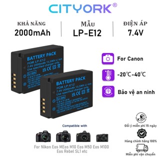 Pin máy ảnh CITYORK LP-E12 LP E12 cho Canon EOS M, M2, M10, M50, M100,100D, X7