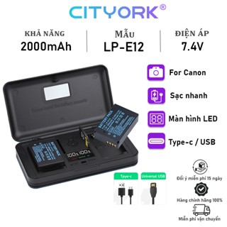Bộ sạc pin CITYORK Canon LP-E12 cho máy ảnh Canon M10 M2 M50 M100 M EOS 100D 200D KissX70 X7