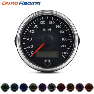 Đồng hồ tốc độ đa năng 85mm Đồng hồ đo tốc độ 220km / h với đèn nền 10 màu 12V 24V có màn hình LCD cho ô tô, xe tải, thuyền động cơ