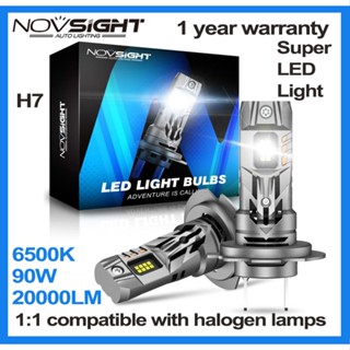 Một cặp NOVSIGHT 90W 6500K 20000Lm N63 Đèn sương mù ô tô Cắm trực tiếp LED H7 1: 1 COS Đèn pha ô tô Kích thước nhỏ có quạt